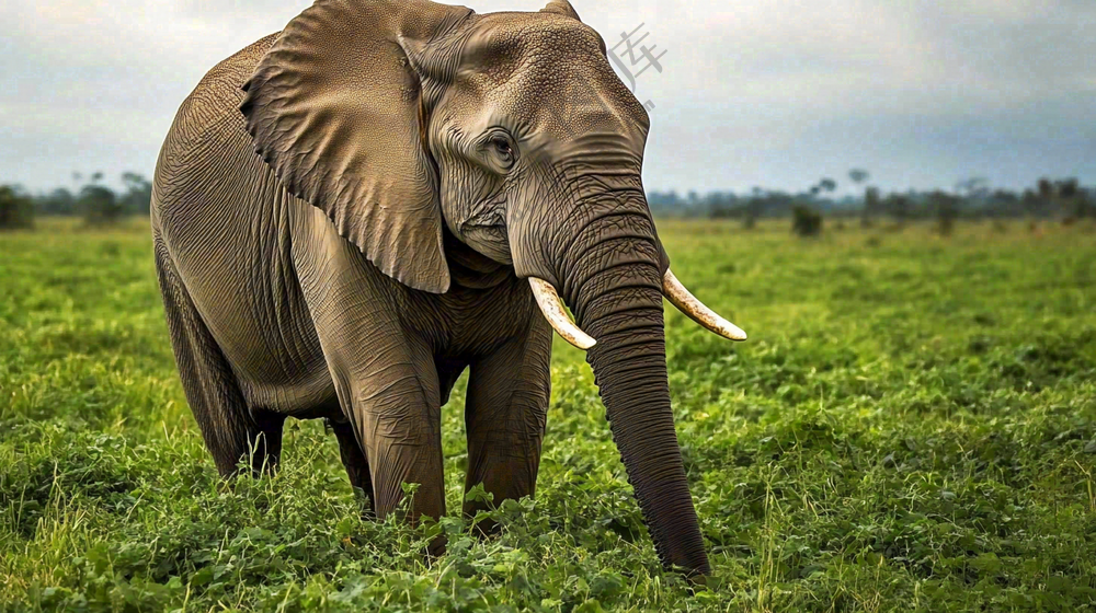 非洲大草原大象象群野生动物保护动物摄影图
