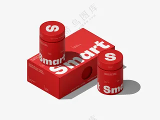 红色高档茶叶礼盒牛皮纸罐贴图样机包装vi设计展示模板-10