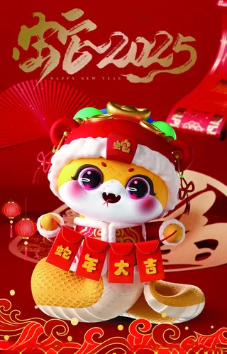 蛇年 2025年2025蛇年背景2025新年海报