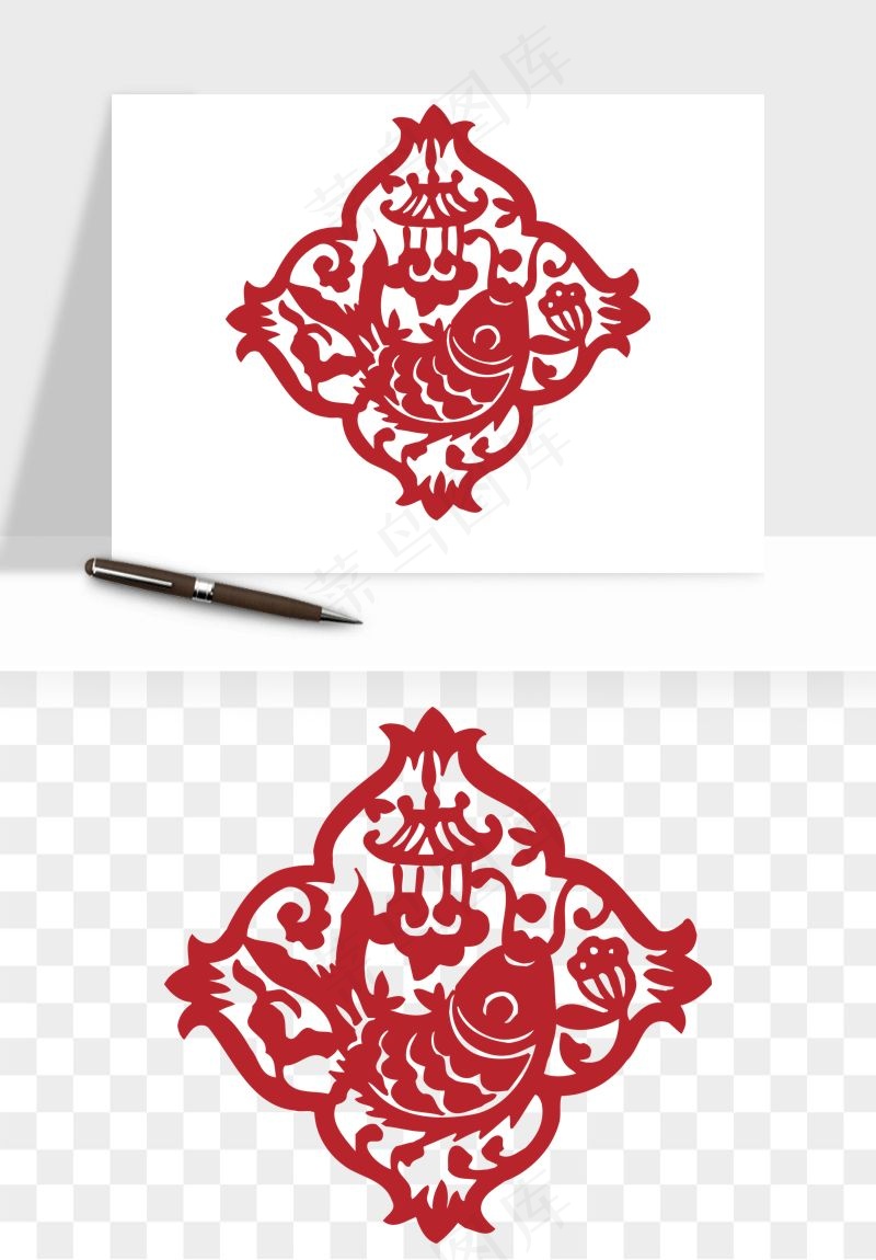 传统窗花剪纸图案png免抠