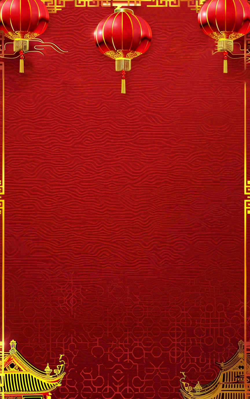 红色喜庆新年红灯笼庆祝节日元旦插画背景