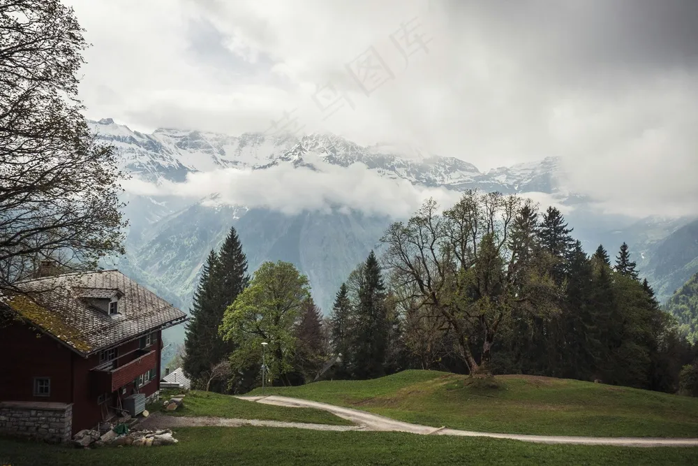 山麓灰瓦木屋景·田园静谧风格·绿灰雪调·宜居向往