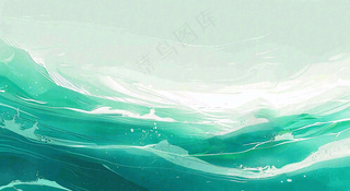 端午节水浪花绿色创意插画背景