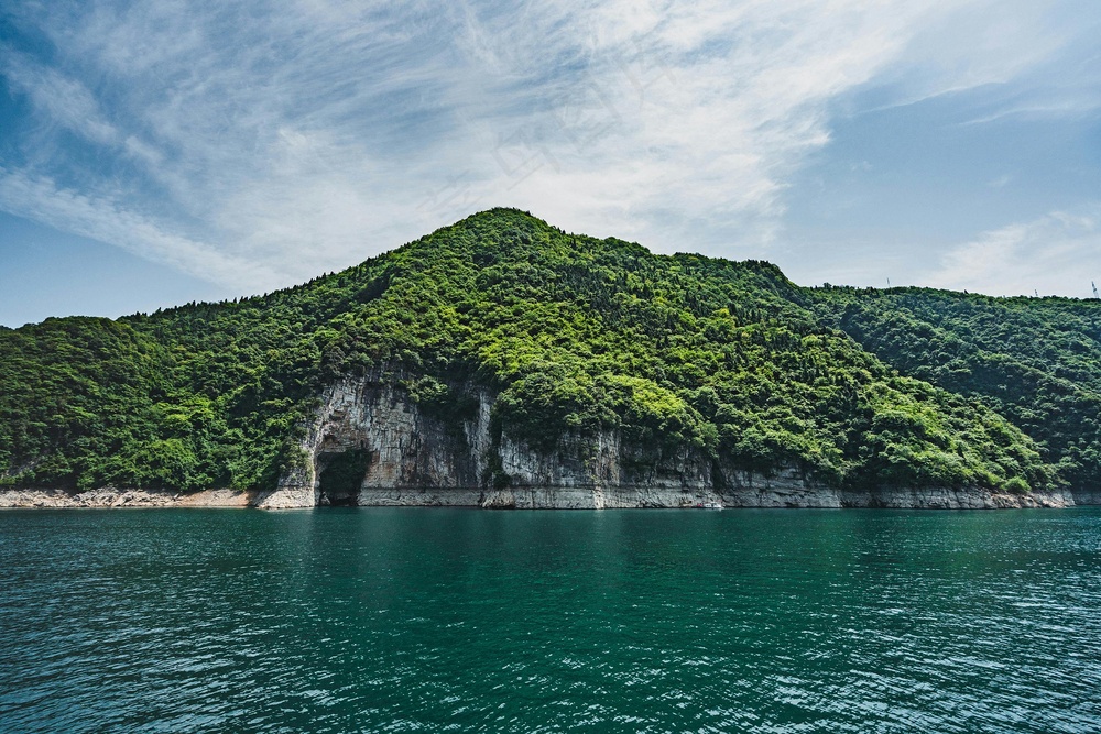山青水秀静谧图·自然风格·蓝绿画卷·家居装饰