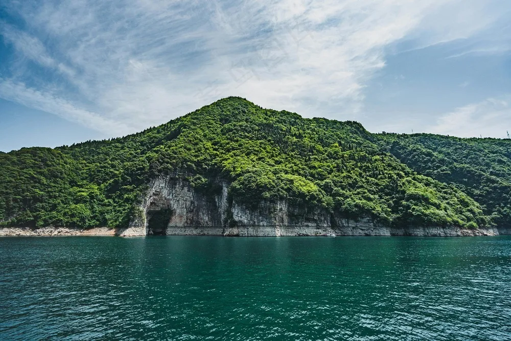 山青水秀静谧图·自然风格·蓝绿画卷·家居装饰
