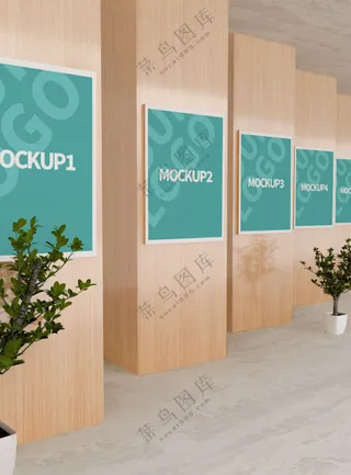 室内墙面海报招贴psd空白样机-254