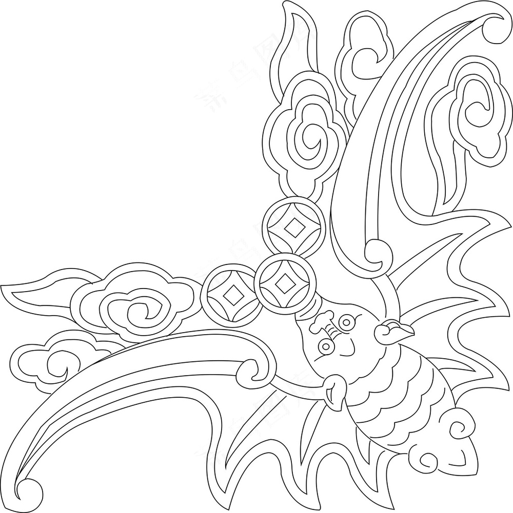 矢量 蝙蝠角花（福到眼前）