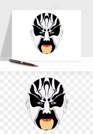 手绘戏剧脸谱卡通面具png免抠