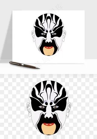 手绘戏剧脸谱卡通面具png免抠