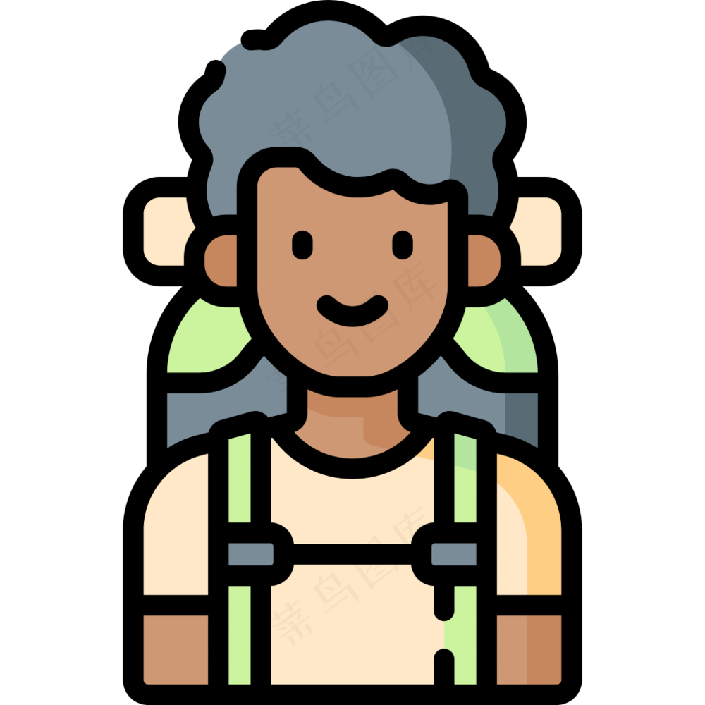男生背包客 旅行 Backpacker 线性彩色图标