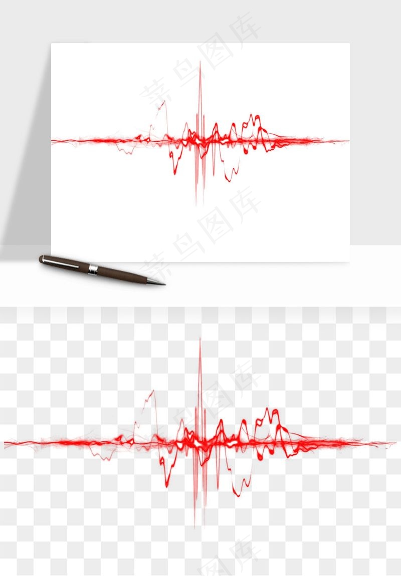 手绘心电图爱心线条png免抠