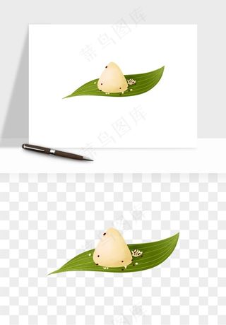 国潮粽子手绘肉粽png免抠