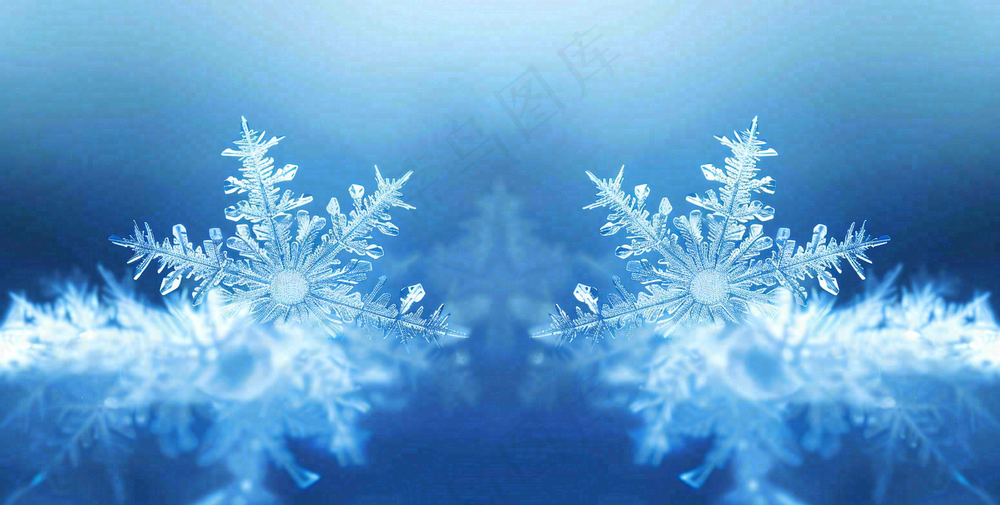 冬季雪花水晶蓝色寒冷小寒大寒大雪摄影图