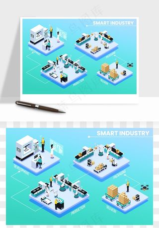 立体2.5D公司人物办公场景矢量png免抠