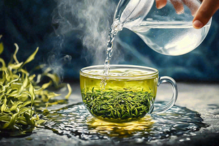 绿茶泡茶茶叶摄影图