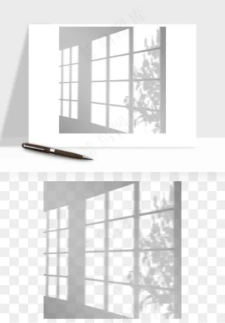 阴影植物窗户投影免抠元素