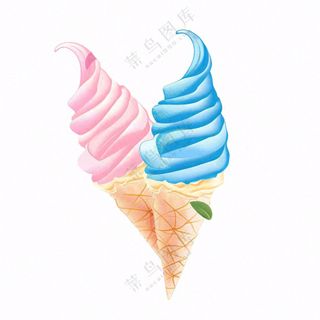 夏日冰淇淋冰凉卡通插画免抠