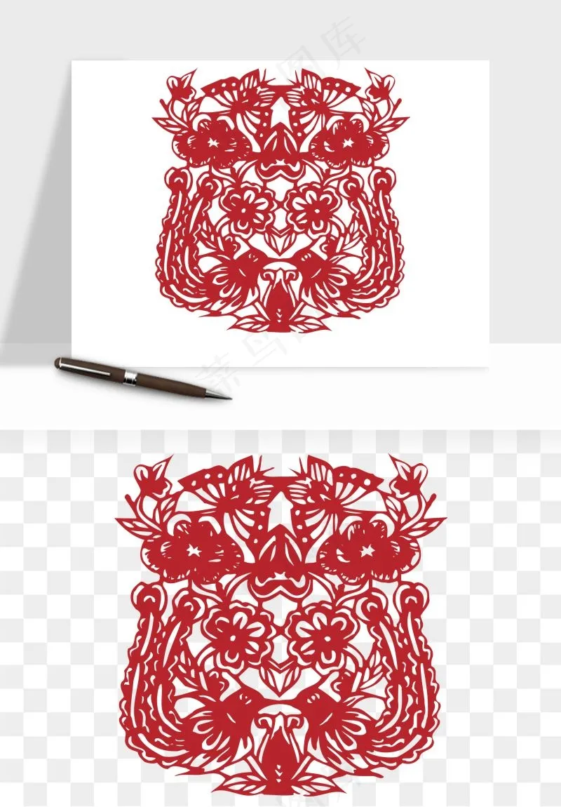 传统窗花剪纸图案png免抠
