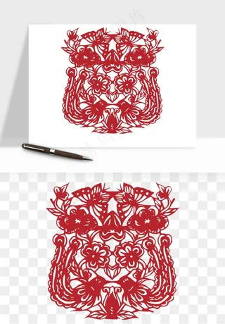 传统窗花剪纸图案png免抠