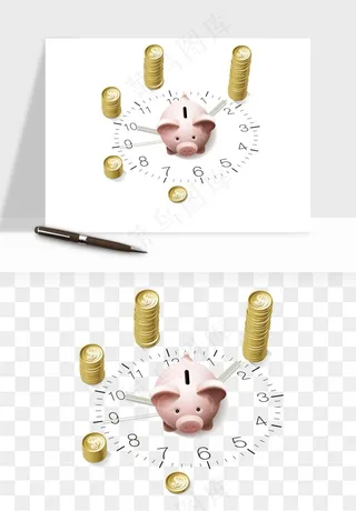 存钱罐理财金猪png免抠