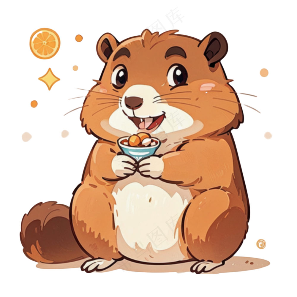 可爱土黄色卡通贪吃鼠鼠免抠图