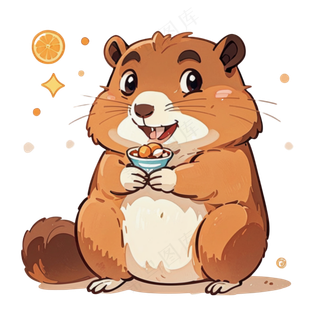 可爱土黄色卡通贪吃鼠鼠免抠图