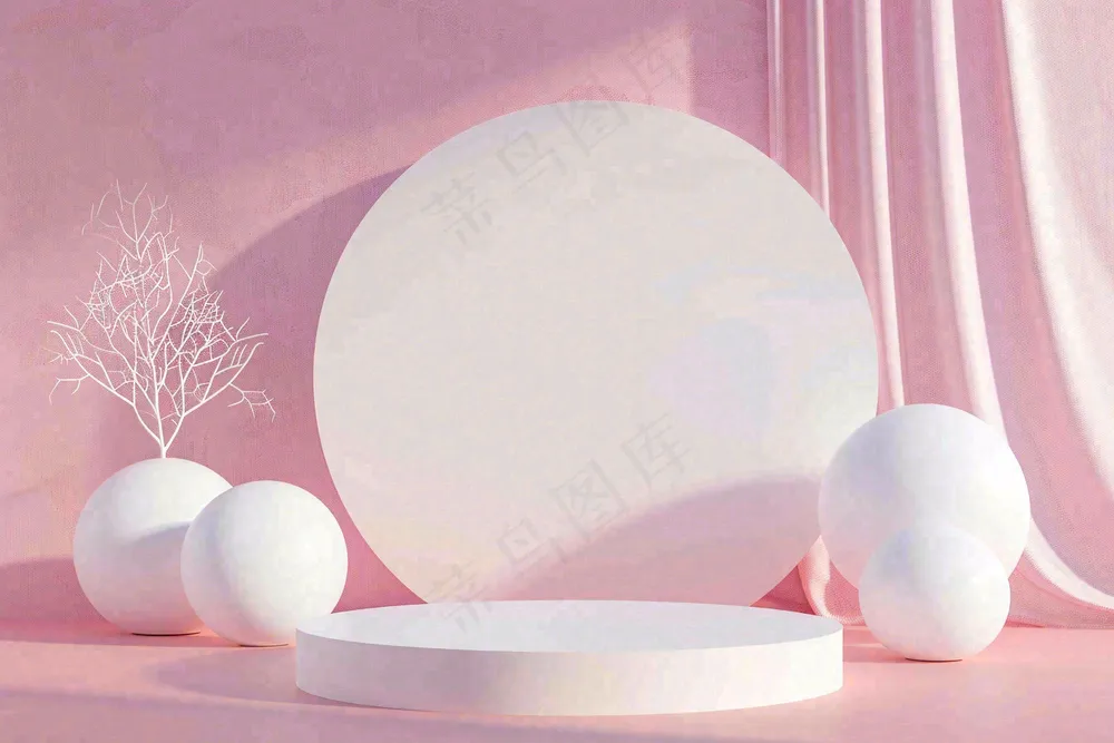 美妆护肤3d展台清新背景