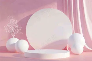 美妆护肤3d展台清新背景