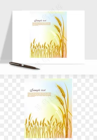 手绘麦穗稻穗麦秆矢量png免抠