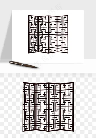 屏风国风元素png免抠