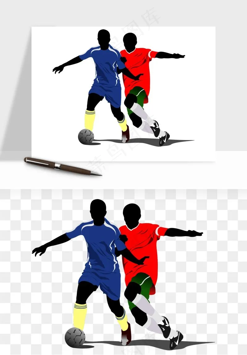 手绘踢足球运动人物png免抠