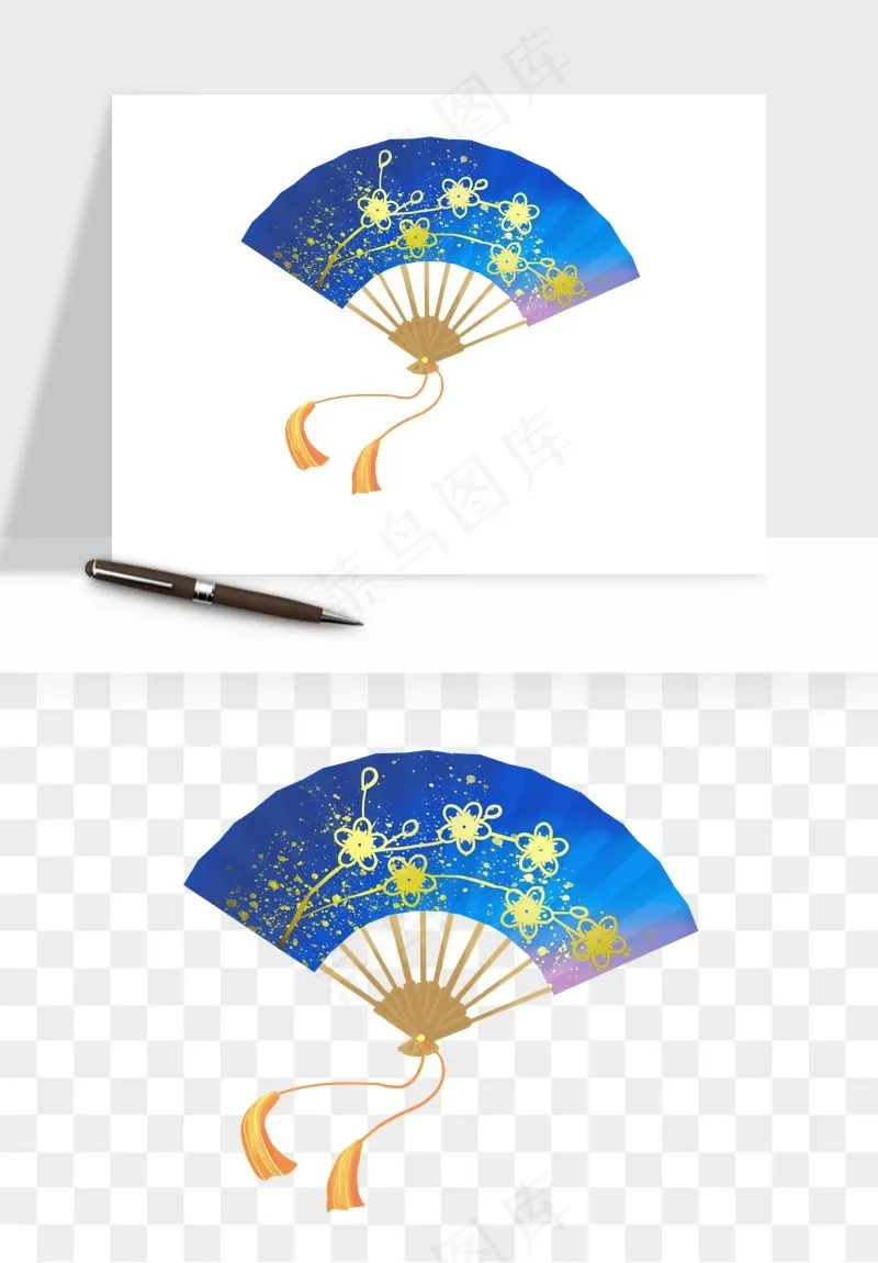 古风扇子元素png免抠