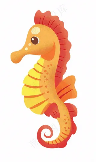 海马海洋动物卡通插画免抠