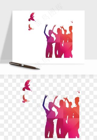 毕业季同学青春人物剪影png免抠