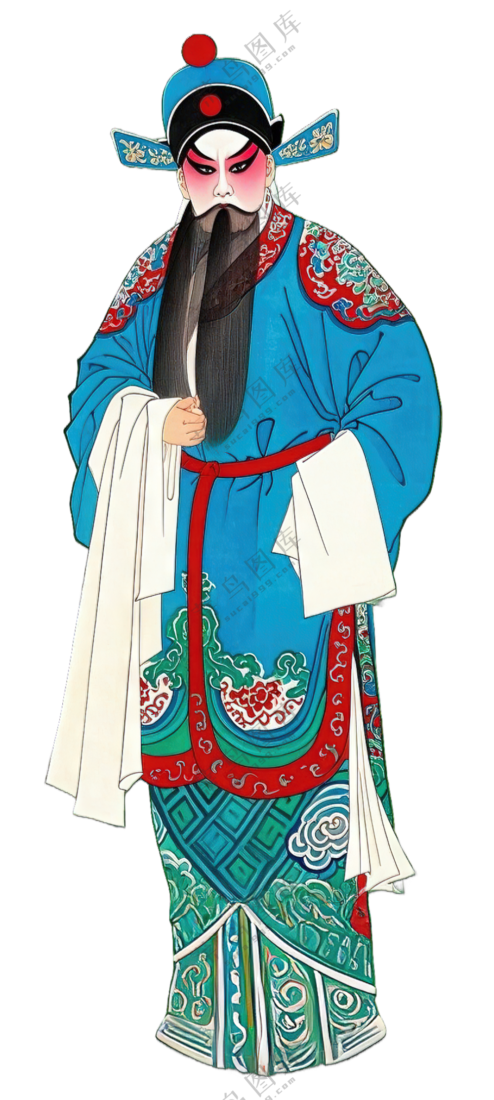 免抠中国画中国风京剧老生人物