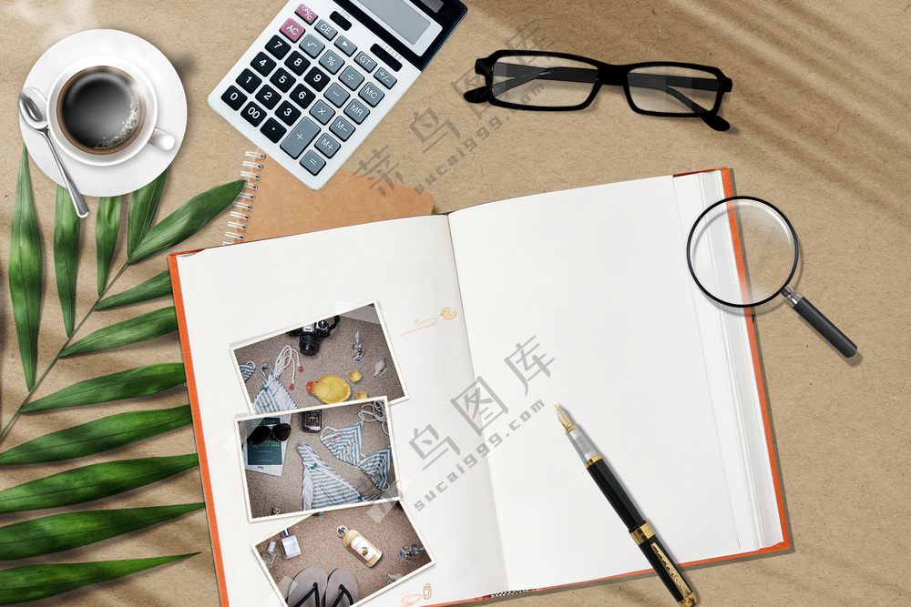 桌上办公学习静物元素大背景