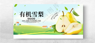 有机雪梨水果展板雪梨鸭梨海报