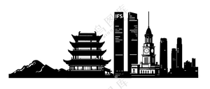 长沙城市风-剪影-透明底-免抠素材