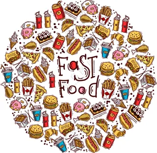 手绘风快餐食品