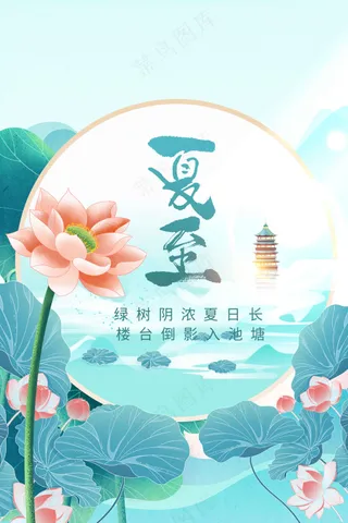 复古传统夏至节气海报