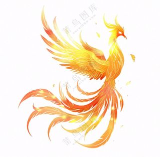 金色凤凰动物插画免抠