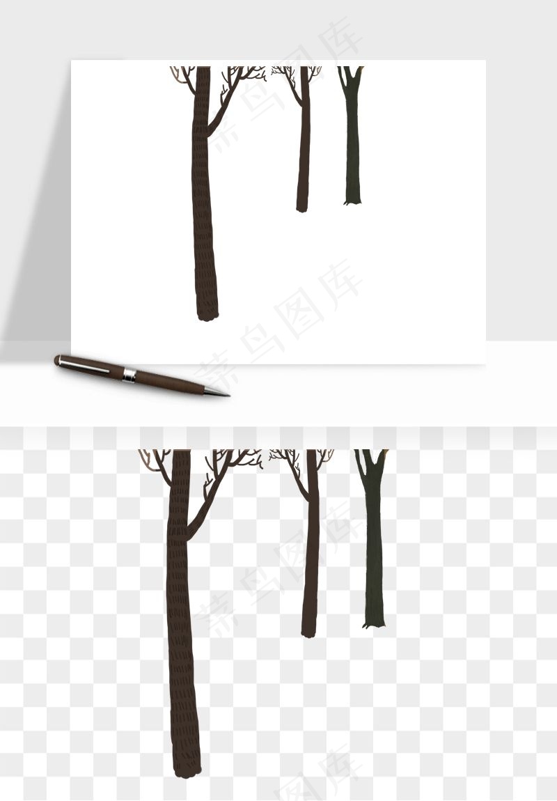 卡通树干枯树树林png免抠