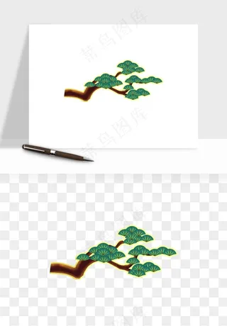 国潮松树松枝松叶png免抠