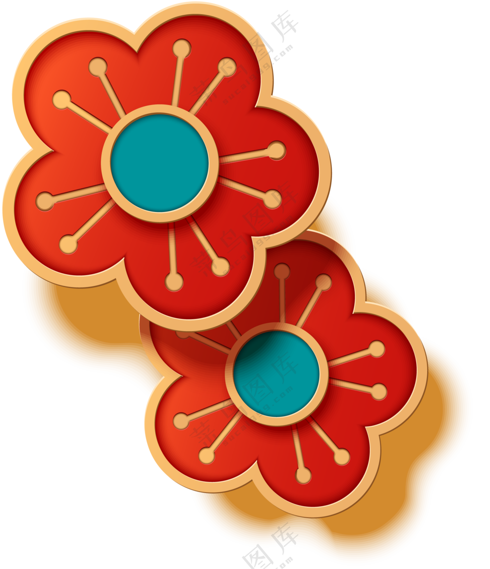 立体投影效果梅花图案PNG图片素材