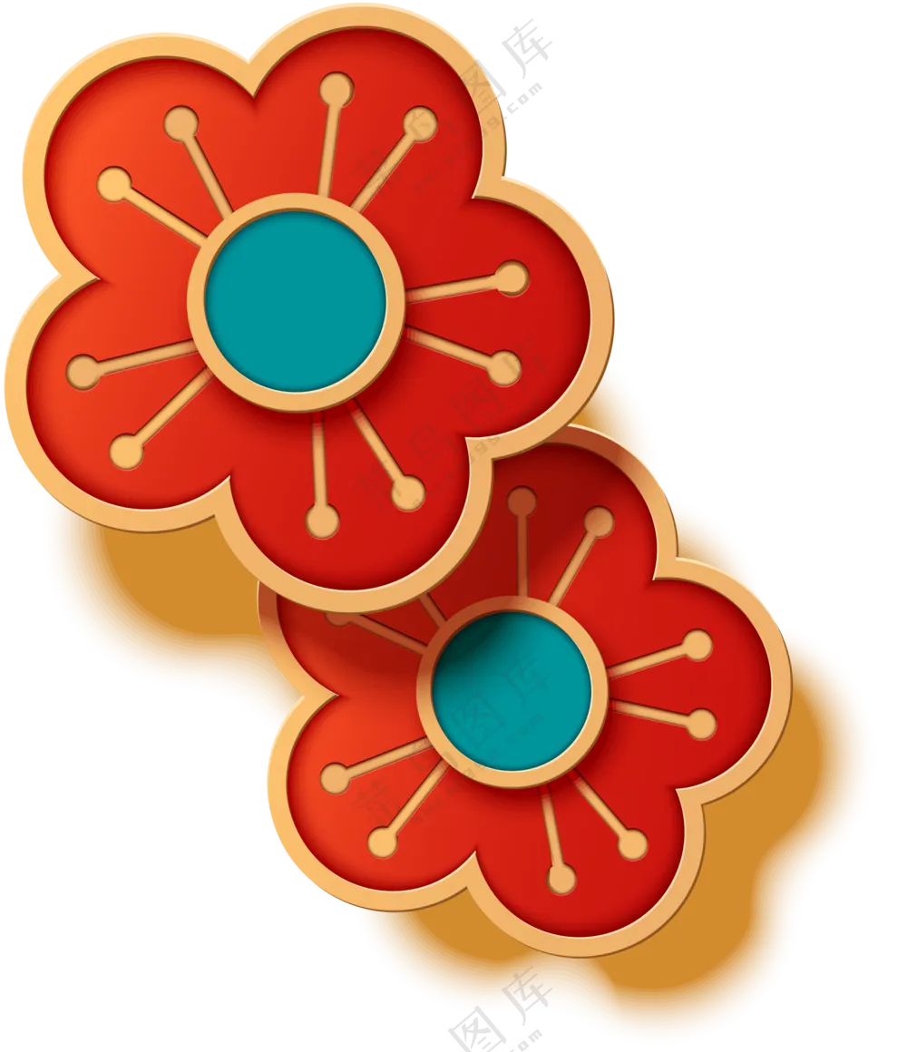 立体投影效果梅花图案PNG图片素材