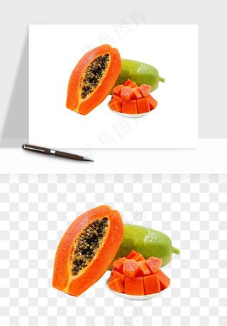木瓜水果png免抠