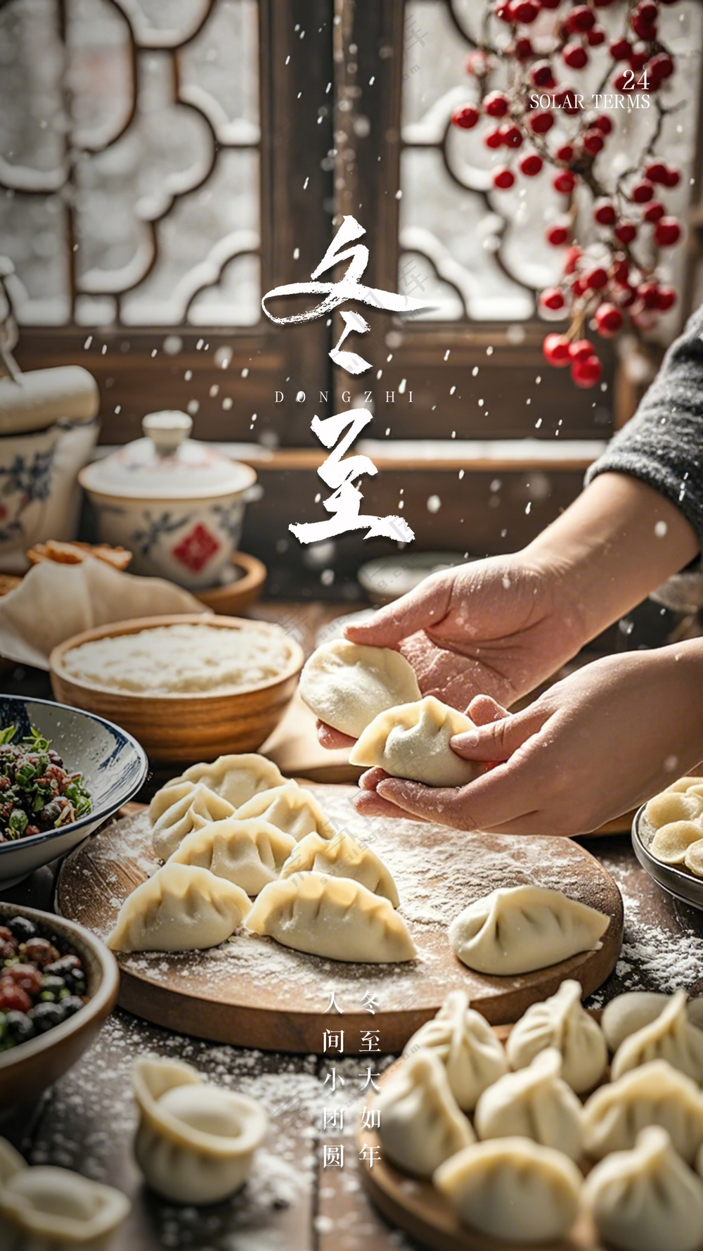 冬至简约节日节气唯美大气海报