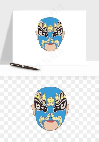 手绘戏剧脸谱卡通面具png免抠