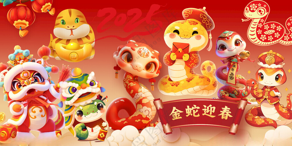 蛇年2025蛇年蛇年春节海报