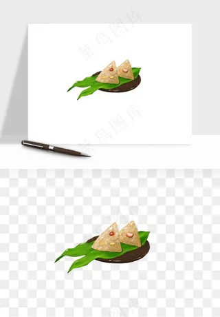 国潮粽子手绘肉粽png免抠